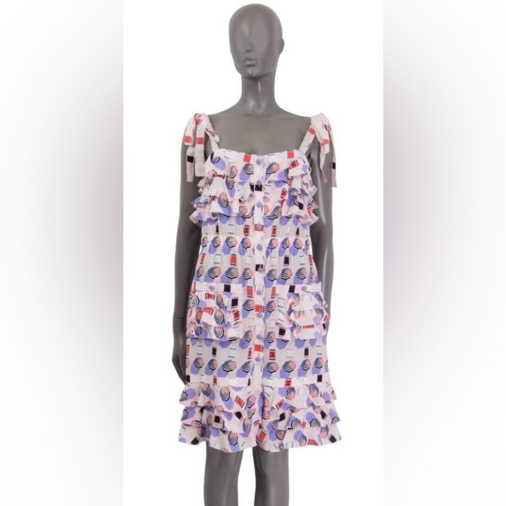 Chanel SS 2019 Parasol Ruffled Silk Dress